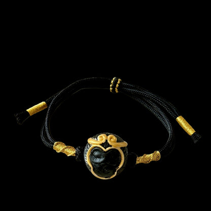 Funky Punky® Tibetan Wukong Bracelet with Deer Antler & Handwoven Cord