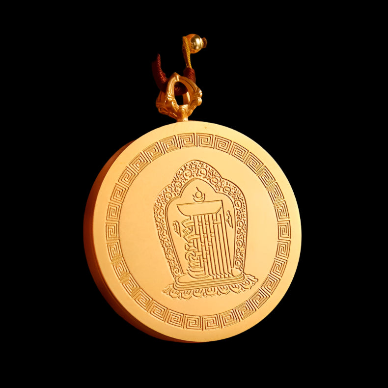 Tibetan Hand-Painted Six-Word Mantra Mandala Pendant