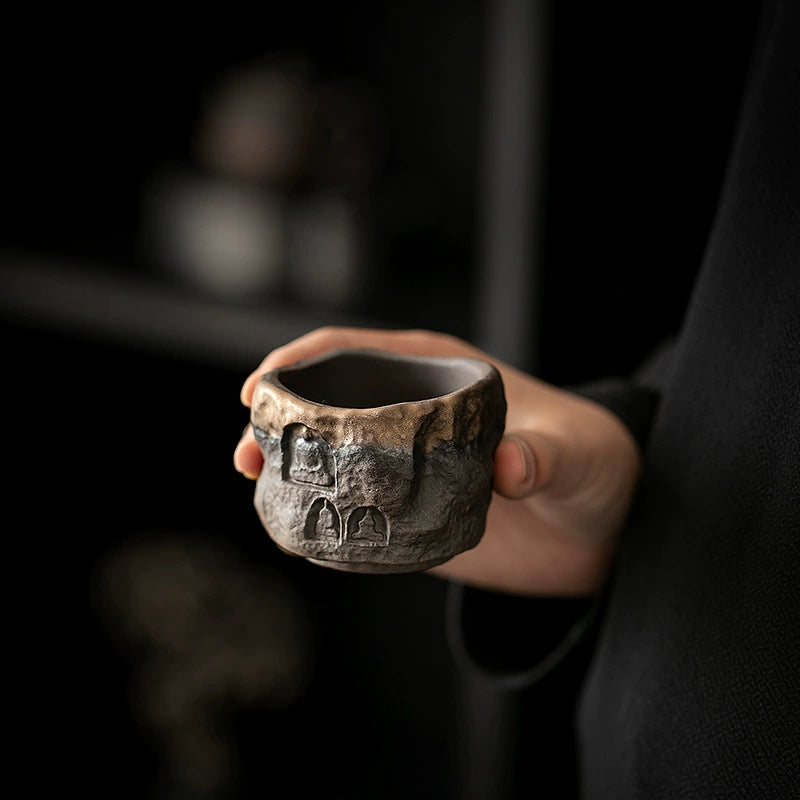 Gilded Zen Master Tea Cup – A Tribute to Ancient Buddhist Art