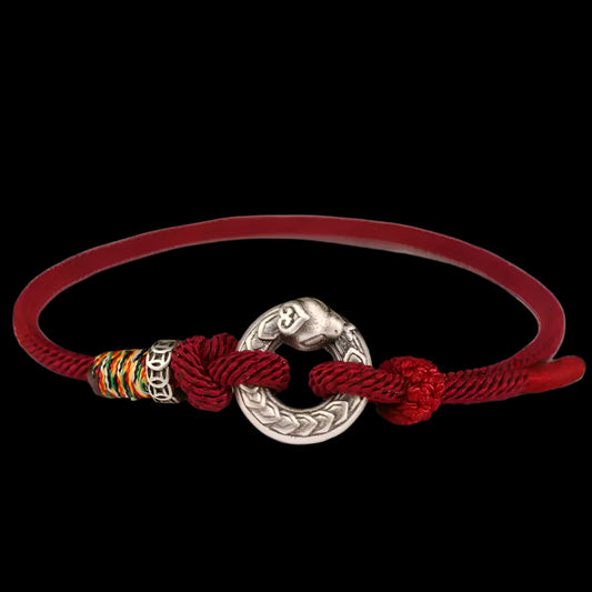 Sterling Silver Snake Amulet Bracelet – Red Cord Luck Charm for New Year