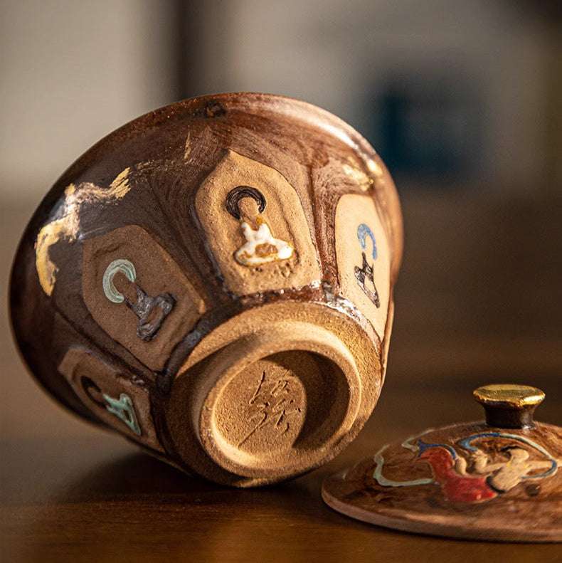 Hand-Painted Tibetan Mural Tea Cup – Ceremonial Tea Cup with Traditional Tibetan Artwork