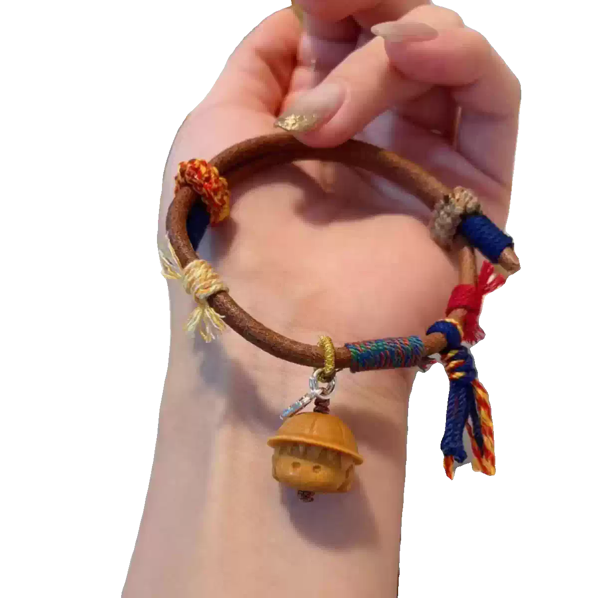 Funky Punky® Tibetan Leather Bracelet with Sandalwood Maruko Charm & Cotton Cords