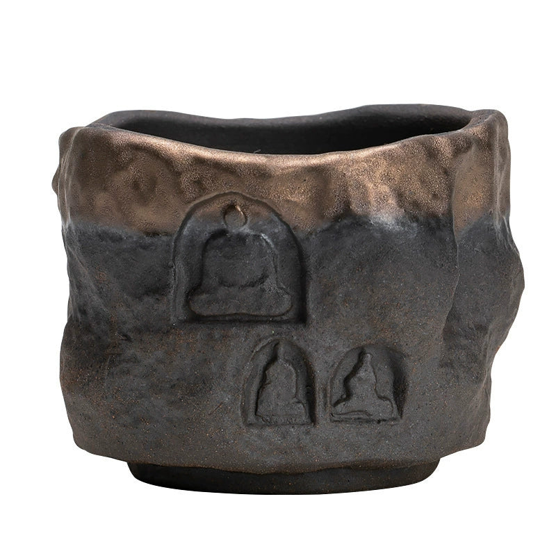 Gilded Zen Master Tea Cup – A Tribute to Ancient Buddhist Art