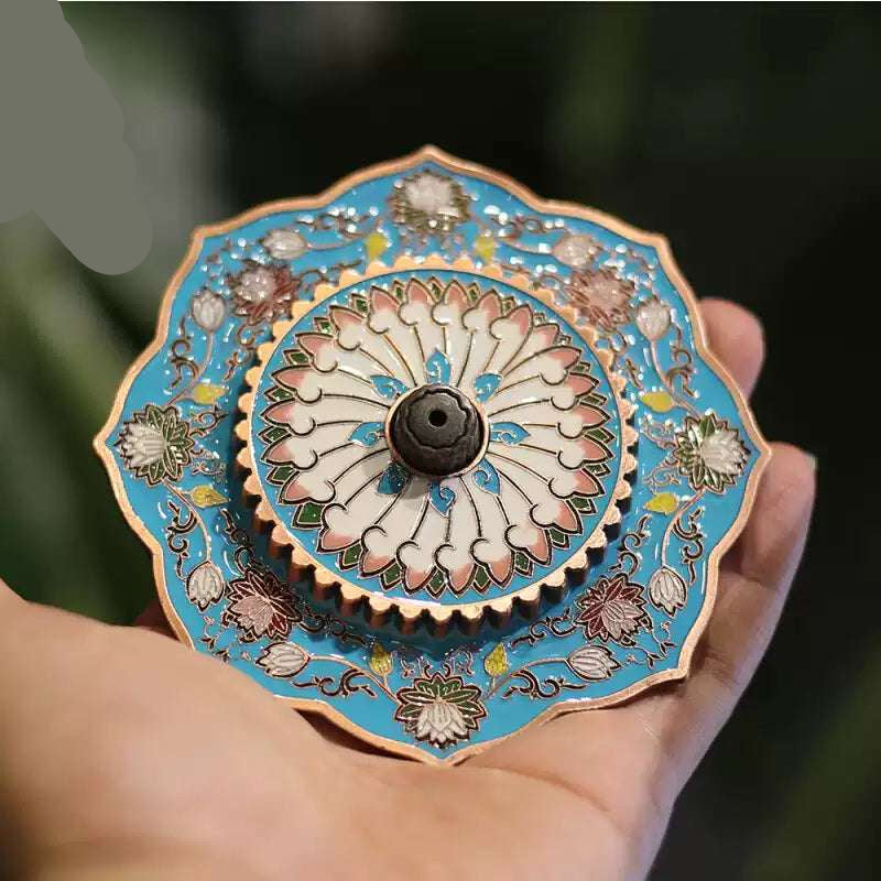 Zen Lotus Incense Holder – Hand-Painted Cloisonné Aromatherapy Burner