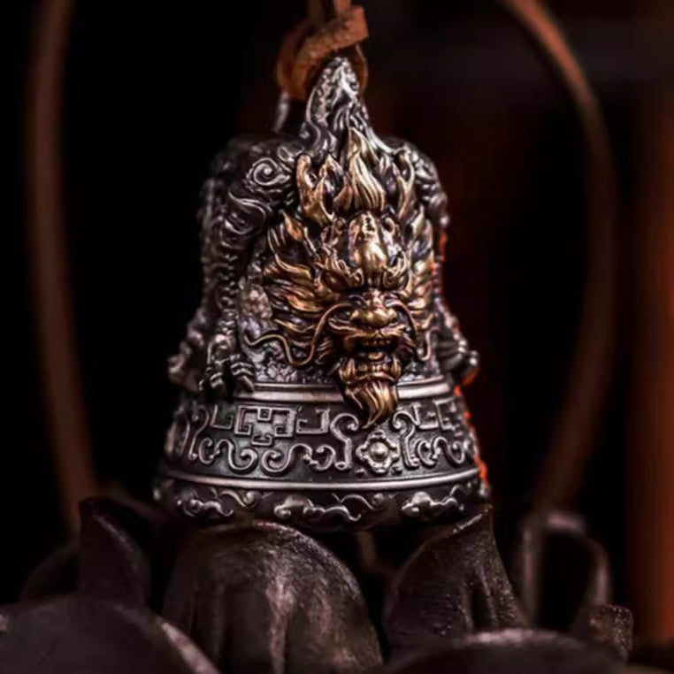 Fulong Bell Pendant – Pulao White Brass and Yellow Brass Keychain or Necklace