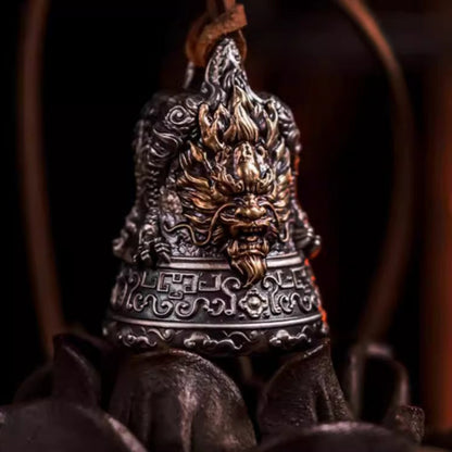 Fulong Bell Pendant – Pulao White Brass and Yellow Brass Keychain or Necklace