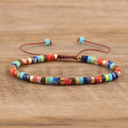 Braided Tibetan-Inspired Narrow Cuff Bracelet in Silver and Gold