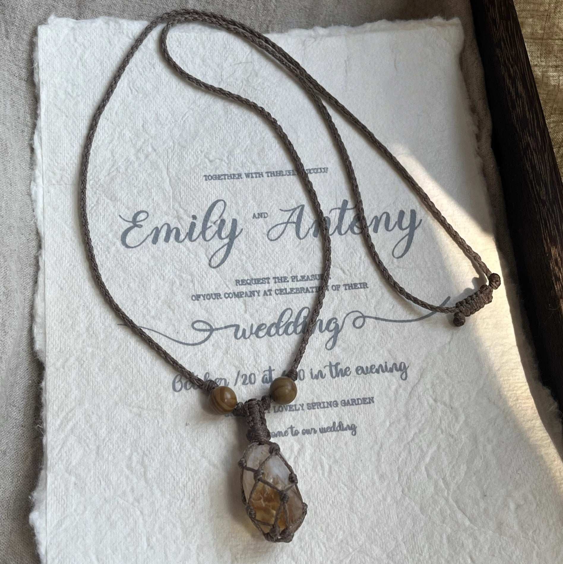 Natural Yellow Quartz Raw Crystal Pendant Necklace - Vintage Choker