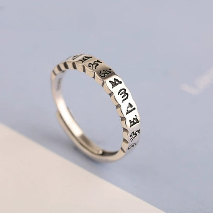 Sterling Silver Vintage Six Syllables Mantra Ring