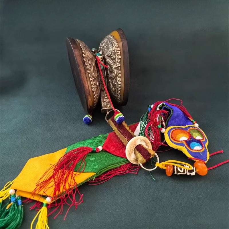 Handcrafted Ancient Style Gilded Square Drum – Sacred Tibetan Drum with Sheep Leather and Sandalwood Frame