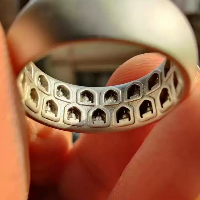 Pure Silver Buddha Face Ring