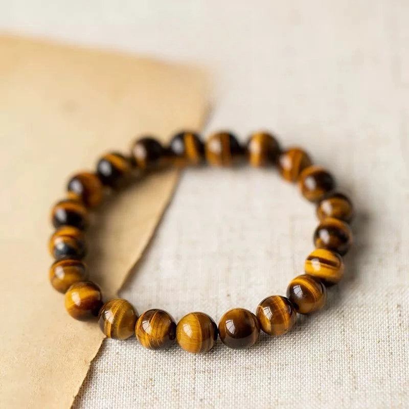Natural Tiger’s Eye Buddhist Bracelet – Strength, Protection, and Prosperity