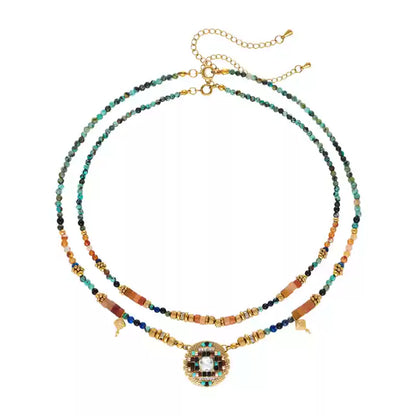 Tibetan Natural Stone Necklace – Turquoise, Lapis, Carnelian, Agate