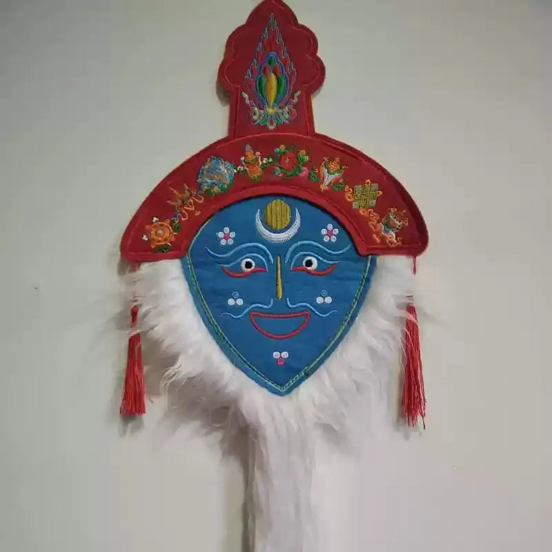Handcrafted Tibetan Red Embroidered Mask