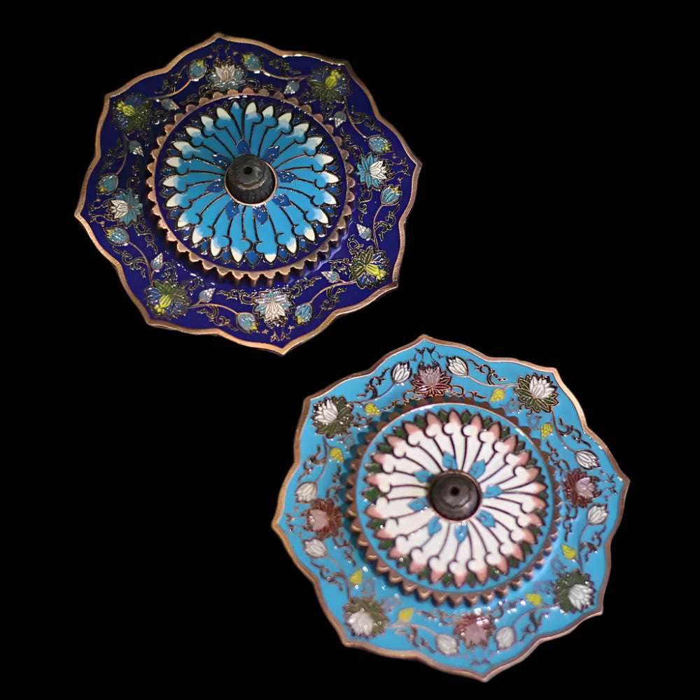 Zen Lotus Incense Holder – Hand-Painted Cloisonné Aromatherapy Burner