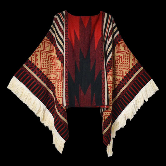 Tibetan Ethnic Fringed Shawl Cape – A Blend of Tradition and Spiritual Elegance