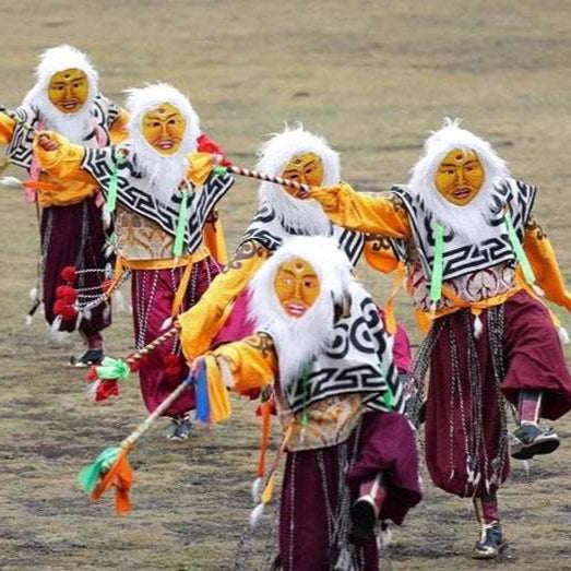 Traditional Tibetan Mask from Lithang Tibetan Opera - Handcrafted Kham Tibetan Drama Masks