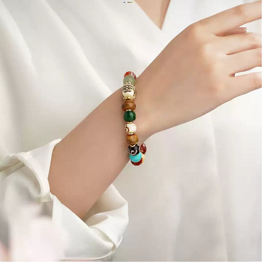 Punk Monk® Tibetan Multigemstone Bracelet with Yak Bone