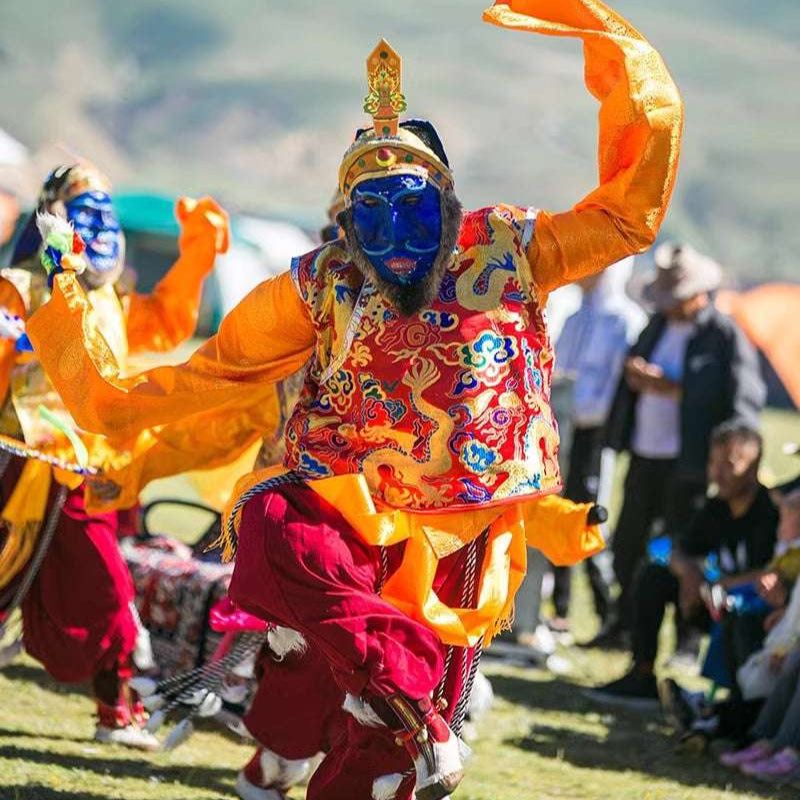 Traditional Tibetan Mask from Lithang Tibetan Opera - Handcrafted Kham Tibetan Drama Masks