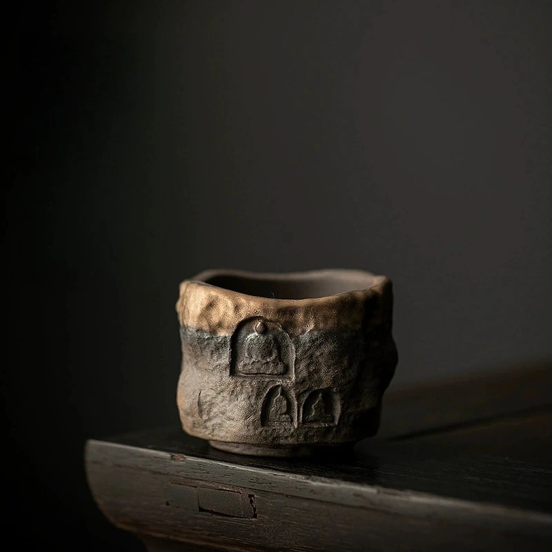 Gilded Zen Master Tea Cup – A Tribute to Ancient Buddhist Art