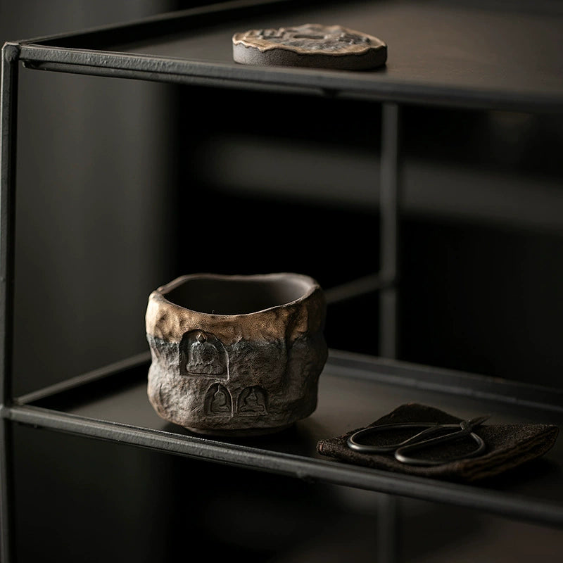Gilded Zen Master Tea Cup – A Tribute to Ancient Buddhist Art