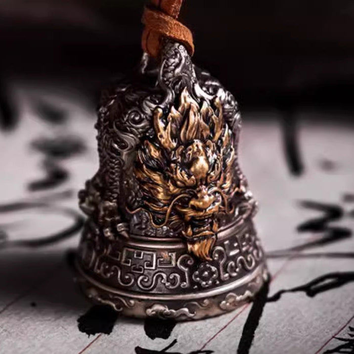 Fulong Bell Pendant – Pulao White Brass and Yellow Brass Keychain or Necklace