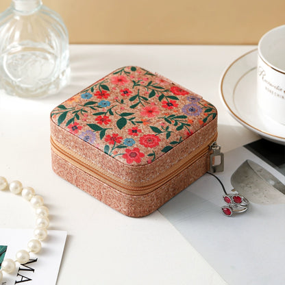 Portable Vintage Pattern Jewelry Box with Organizers