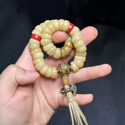 Sacred Gutline® Tibetan Intestine Bone Mala Bracelet with Glass Beads
