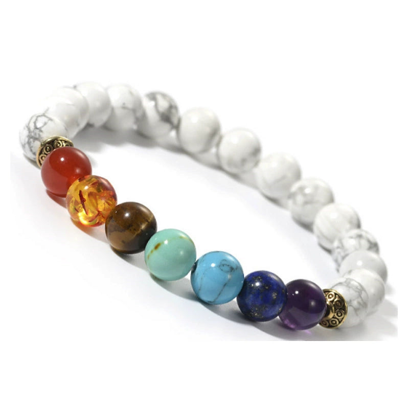 Tibetan Mala Bracelet with 7 Chakra Stones – Amethyst & More