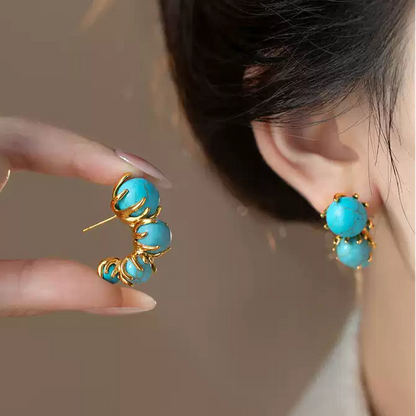 Sky Royal® Turquoise Bead Earrings with Gold Branch