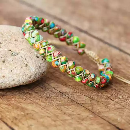 Pastel Reverie® Tibetan Double Layer Bracelet with Natural Stone & Hand-Knotting