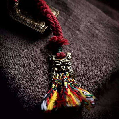 Tibetan Handcrafted Knot Pendant with Bronze Coin