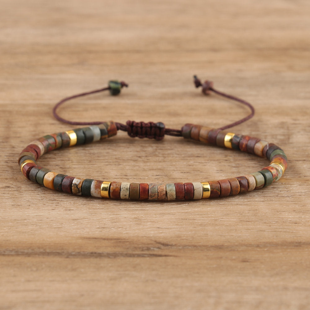 Braided Tibetan-Inspired Narrow Cuff Bracelet in Silver and Gold