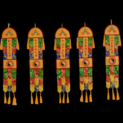 Sacred Tibetan Prayer Flags Embroidered with Six Bodhisattvas
