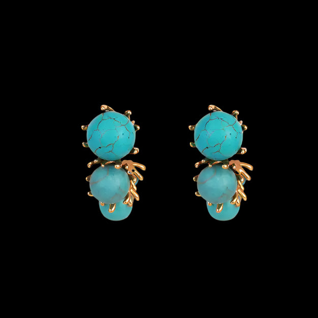 Sky Royal® Turquoise Bead Earrings with Gold Branch