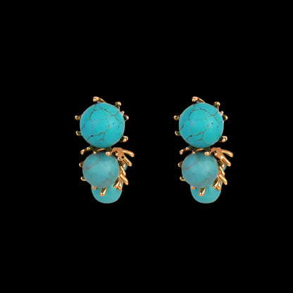 Sky Royal® Turquoise Bead Earrings with Gold Branch