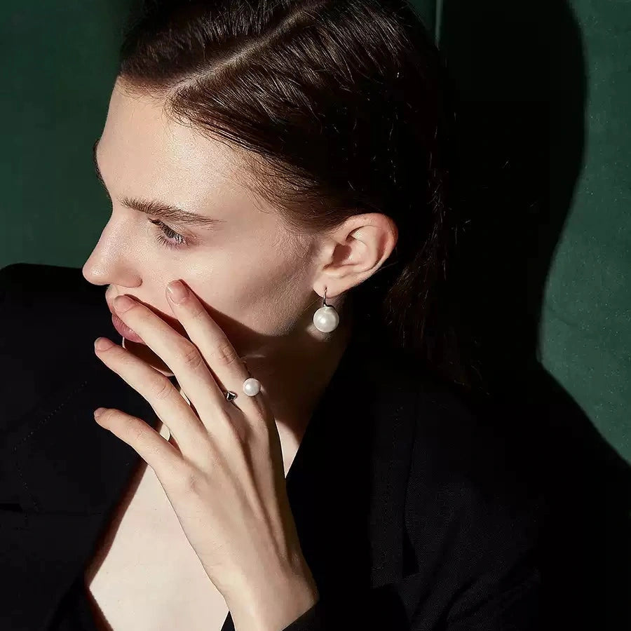 Tibetan - style Imitation Pearl Earrings in Tibetan Silver