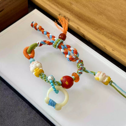 Funky Punky® Tibetan Rainbow Cord Bracelet with Yak Bone Charms