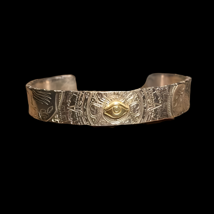Evil Eye Sterling Silver Cuff with Gold Accent