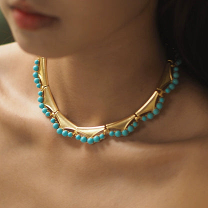 Sky Royal® Vintage-Inspired Turquoise & Gold Necklace