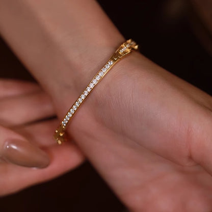Imperial Ruffle Gold-Plated Silver Bangle with Pavé Detailing