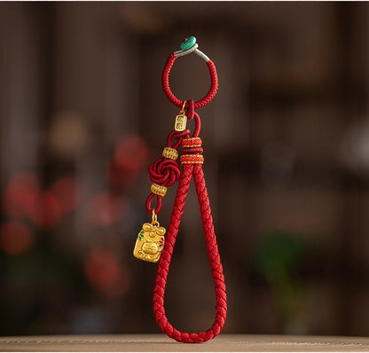 Chinese Dragon Scale Keychain - Handcrafted Nylon Cord with Auspicious Charm