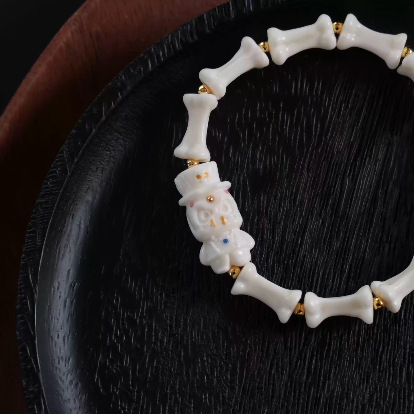 Funky Punky® Tibetan Camel Bone Bracelet with Carved Magician Bead