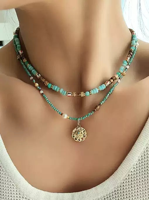 Pastel Reverie® Amazonite Beaded Necklace with Charm
