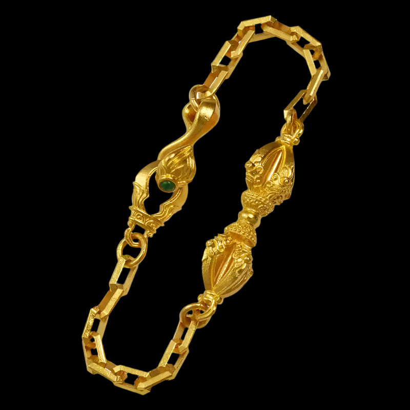 Tibetan Vajra Amulet Bracelet with Handcrafted Chain Links