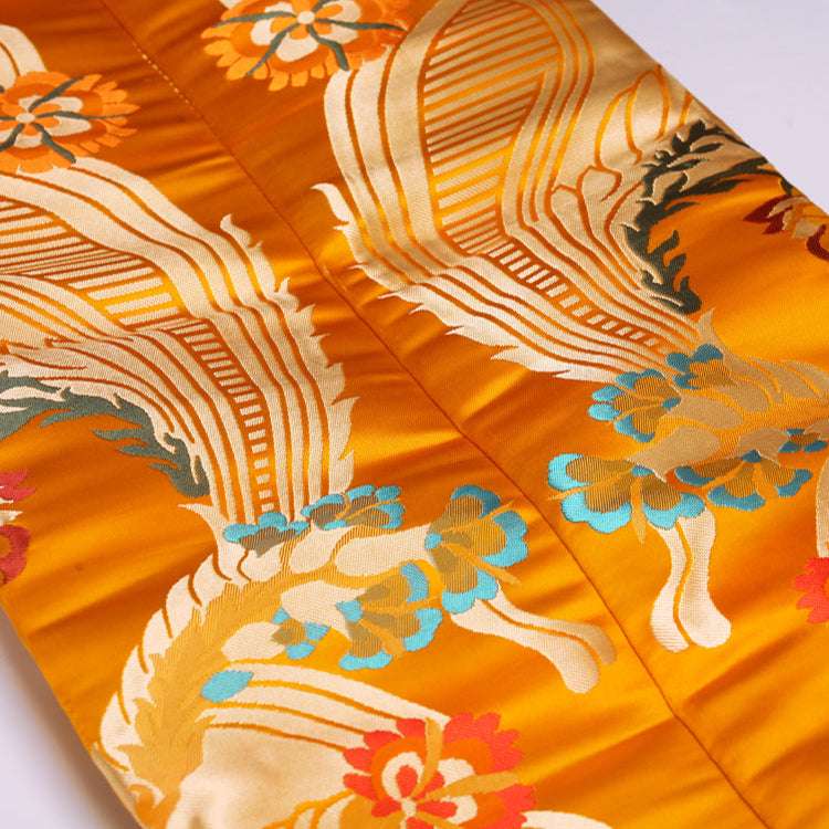 Gesar Flower Eight Auspicious Symbols Silk Embroidered Hada – Traditional Tibetan Silk with Colorful Fringed Design