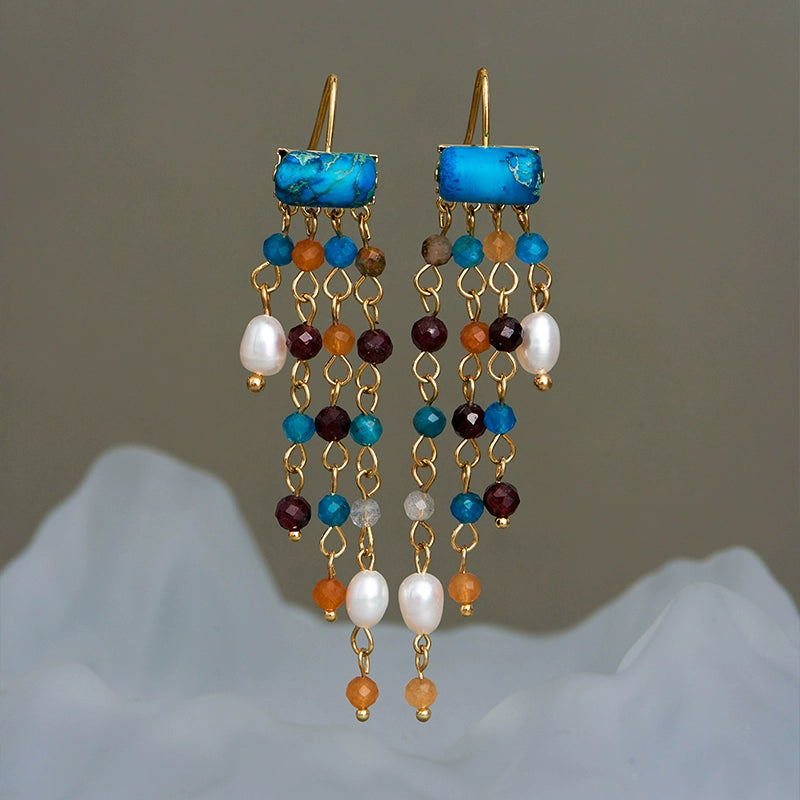 Pastel Reverie® Gemstone Beaded Tassel Earrings