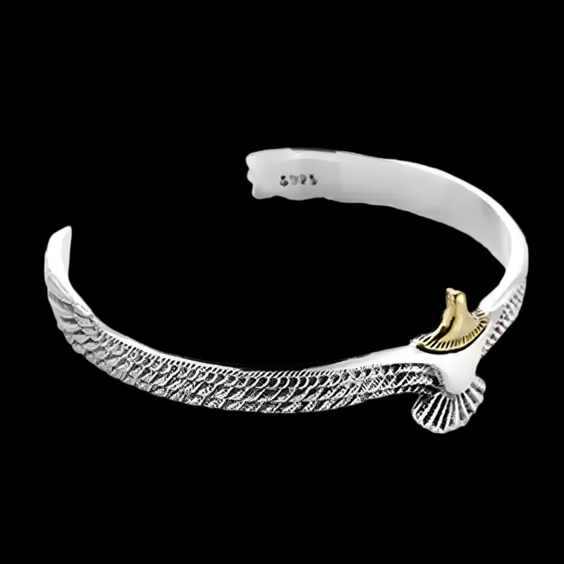 Tibetan Eagle Wing Bracelet – Sterling Silver with Soaring Eagle Motif