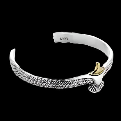Tibetan Eagle Wing Bracelet – Sterling Silver with Soaring Eagle Motif