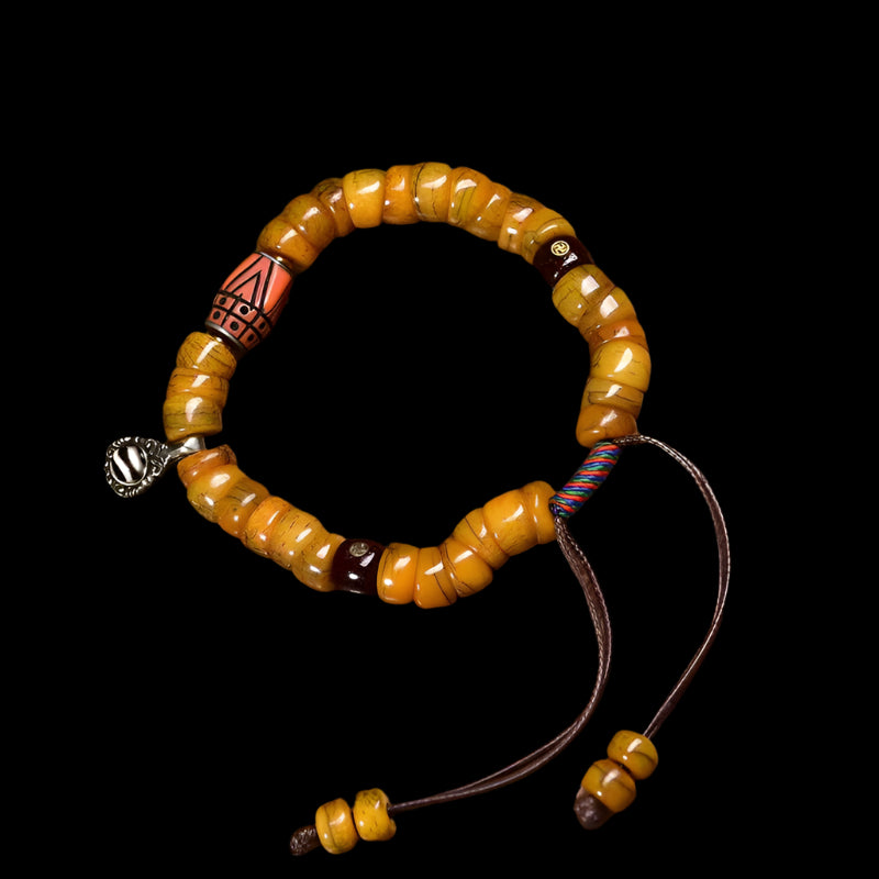Sacred Gutline® Tibetan Yak Bone Intestine Mala Bracelet with Dzi Bead